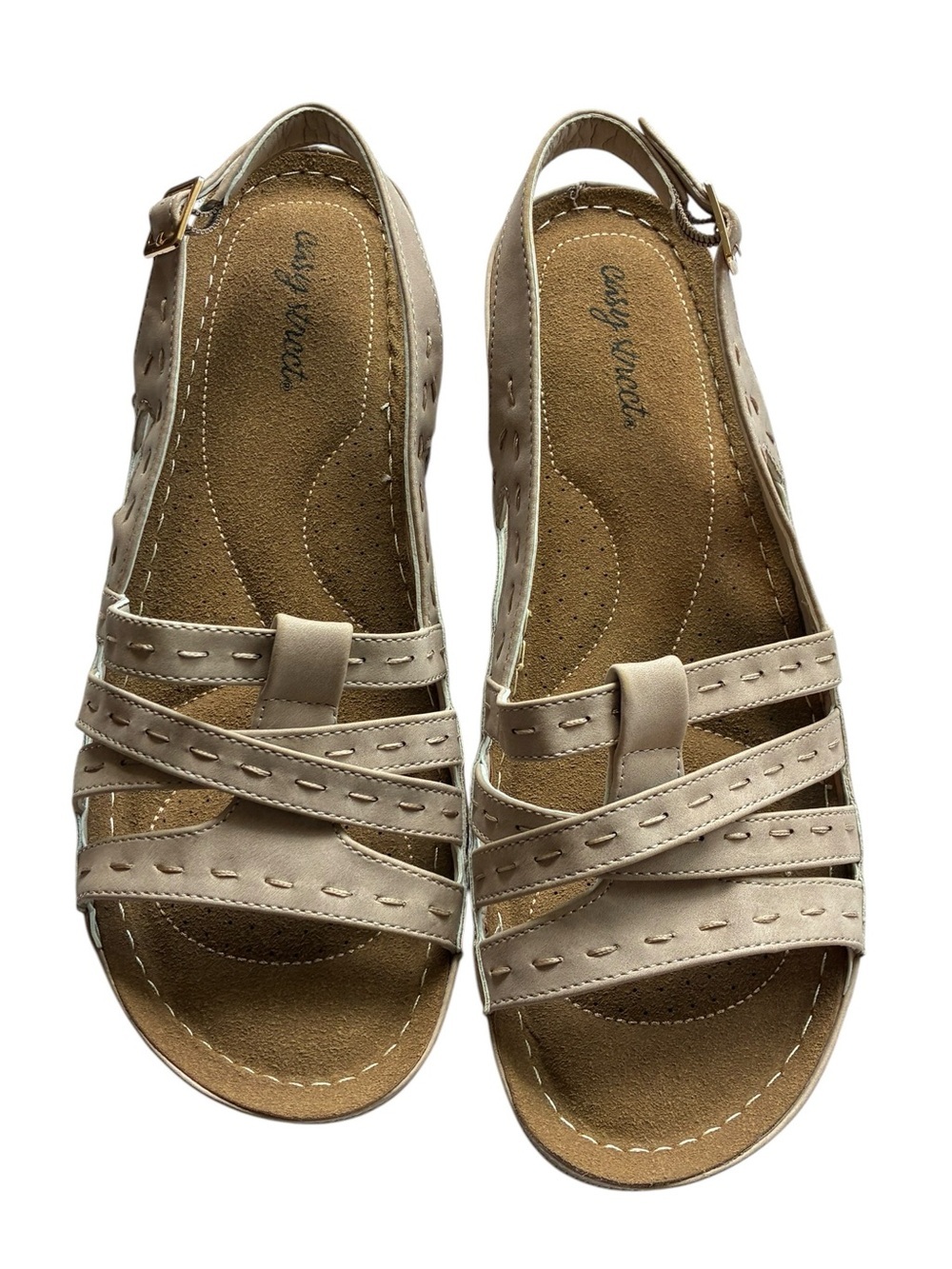 Easy Street Women's Taupe Strappy Slingback Sandals